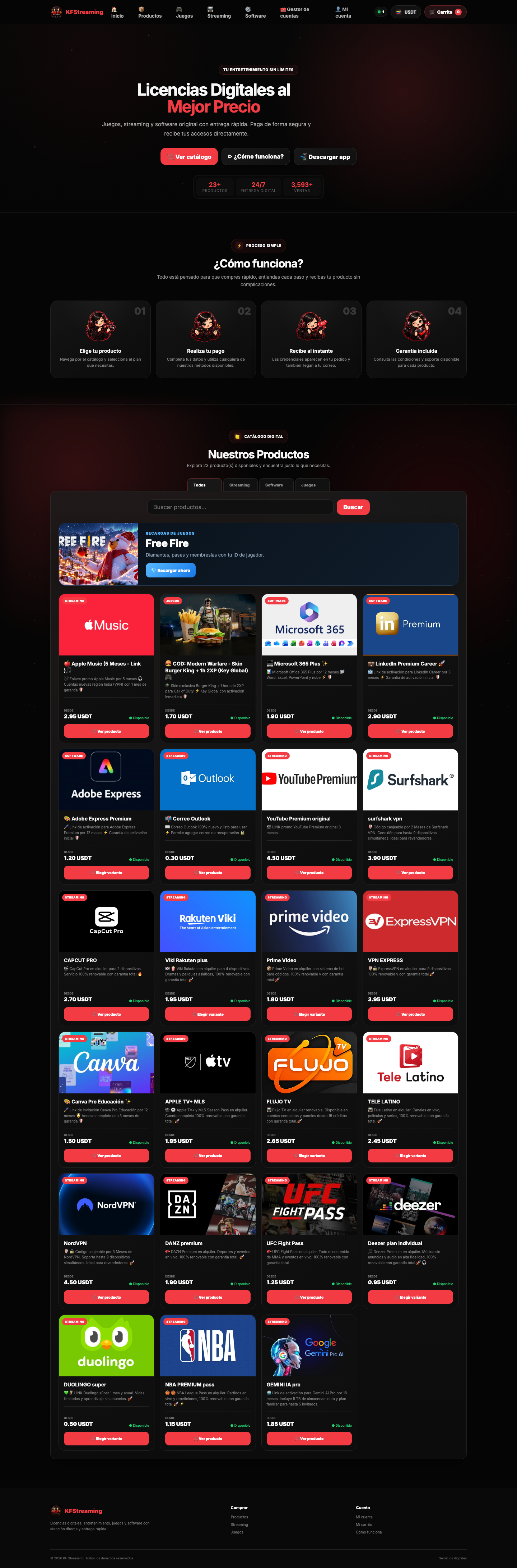 Página completa de kfstreaming.com en desktop