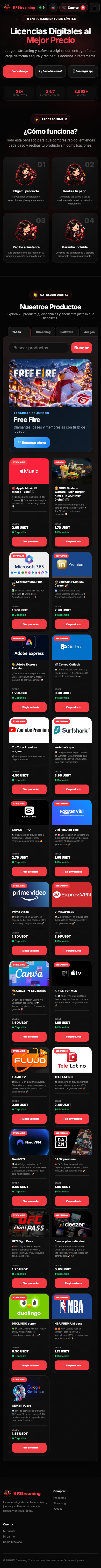 Página completa de kfstreaming.com en móvil