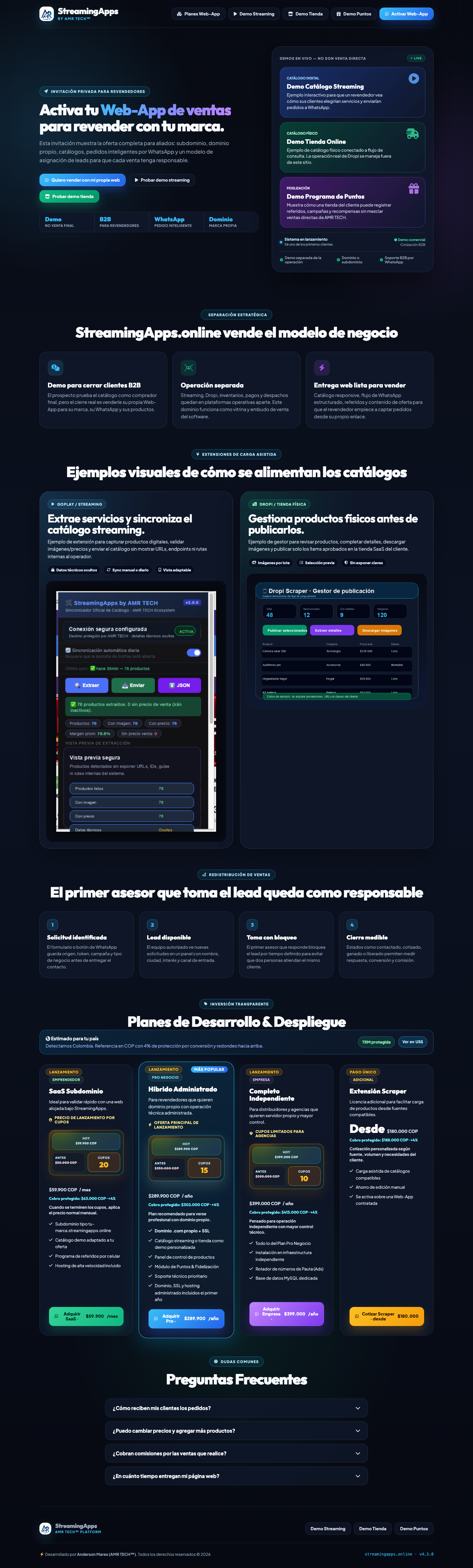 Nuestra landing de revendedores en desktop